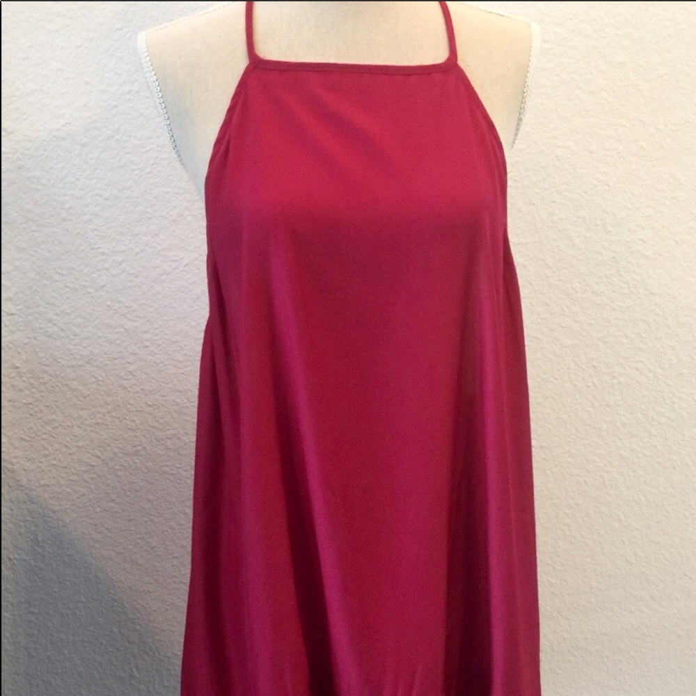 NEW•L•Zen Bohemian Boho Chic Soft Raspberry Ruffle Dress
